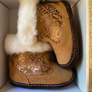 Stride Rite cheetah fur boots